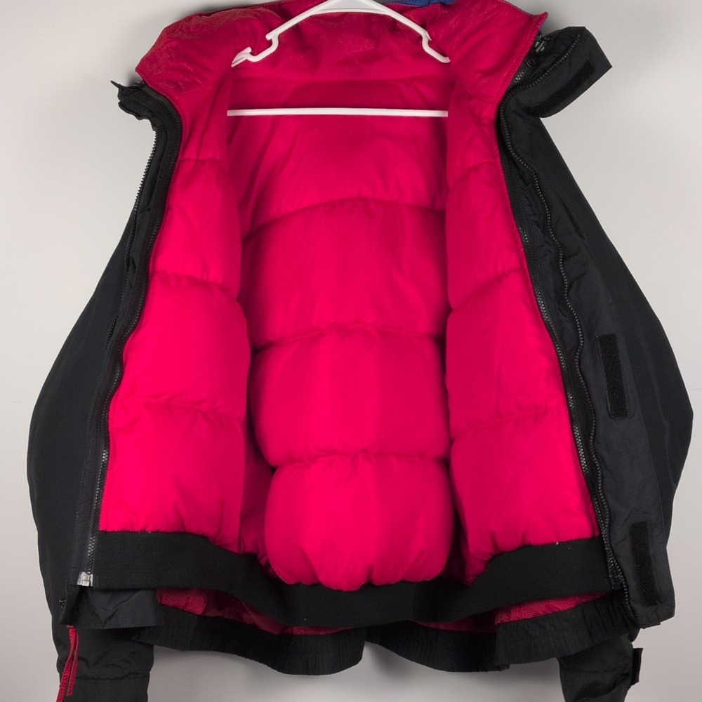 VINTAGE COLUMBIA WHIRLIBIRD RADIAL SLEEVE NEON  3 IN 1 BLACK JACKET NYLON SKI L - Picture 2 of 6